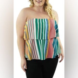 🏳️⚧️ NWT! Double Tiered Striped Strapless Top